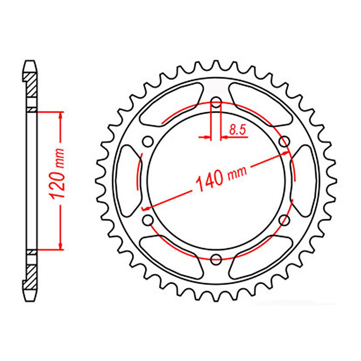 MTX 260 STEEL REAR SPROCKET #520