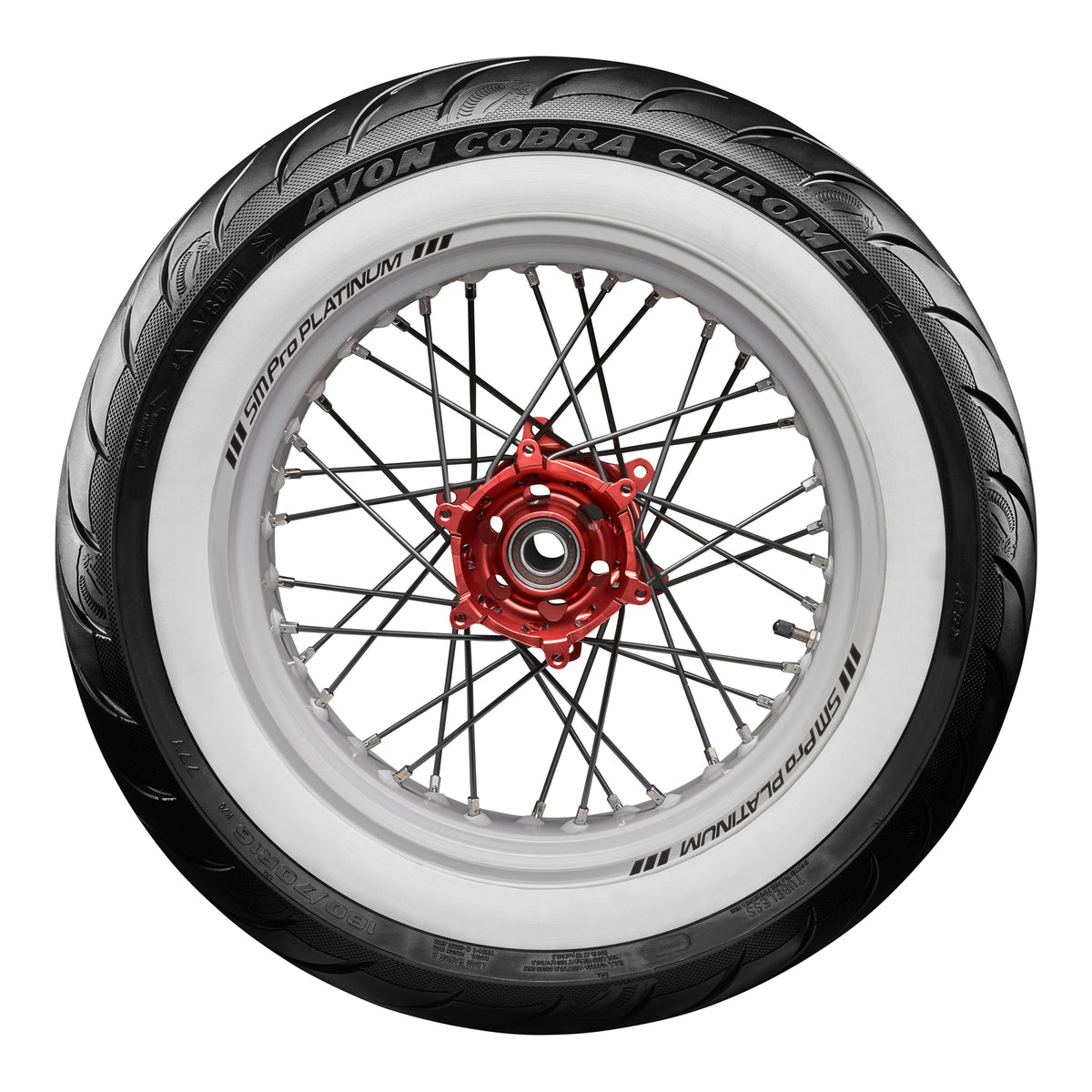 Avon Cobra Chrome 180/65B16 White Wall Rear Tyre (81H Rating) AV92