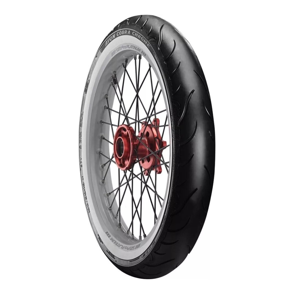 Avon Cobra Chrome 100/90-19 White Wall Front Tyre (57V Rating) AV91