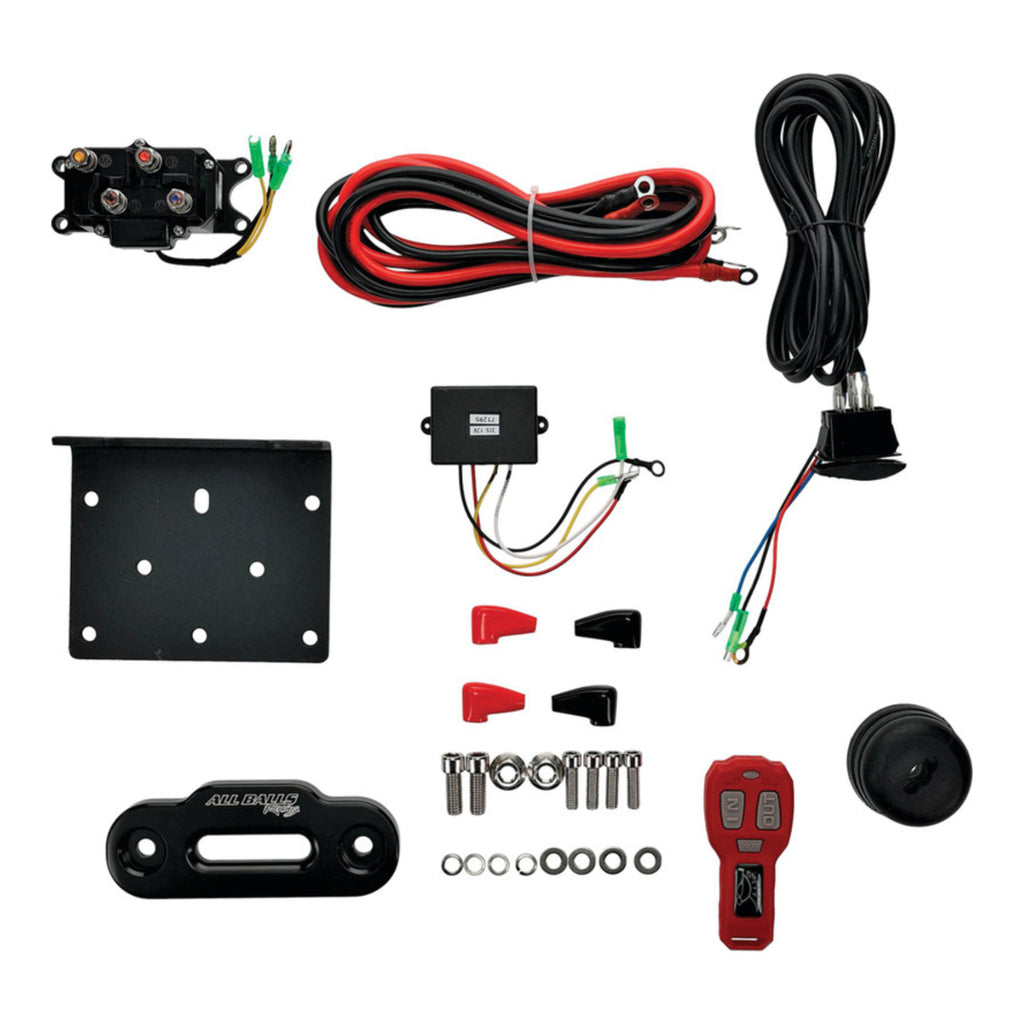 ALL BALLS 4 BOLT WINCH 4500LB with 33FT SYNTHETIC ROPE