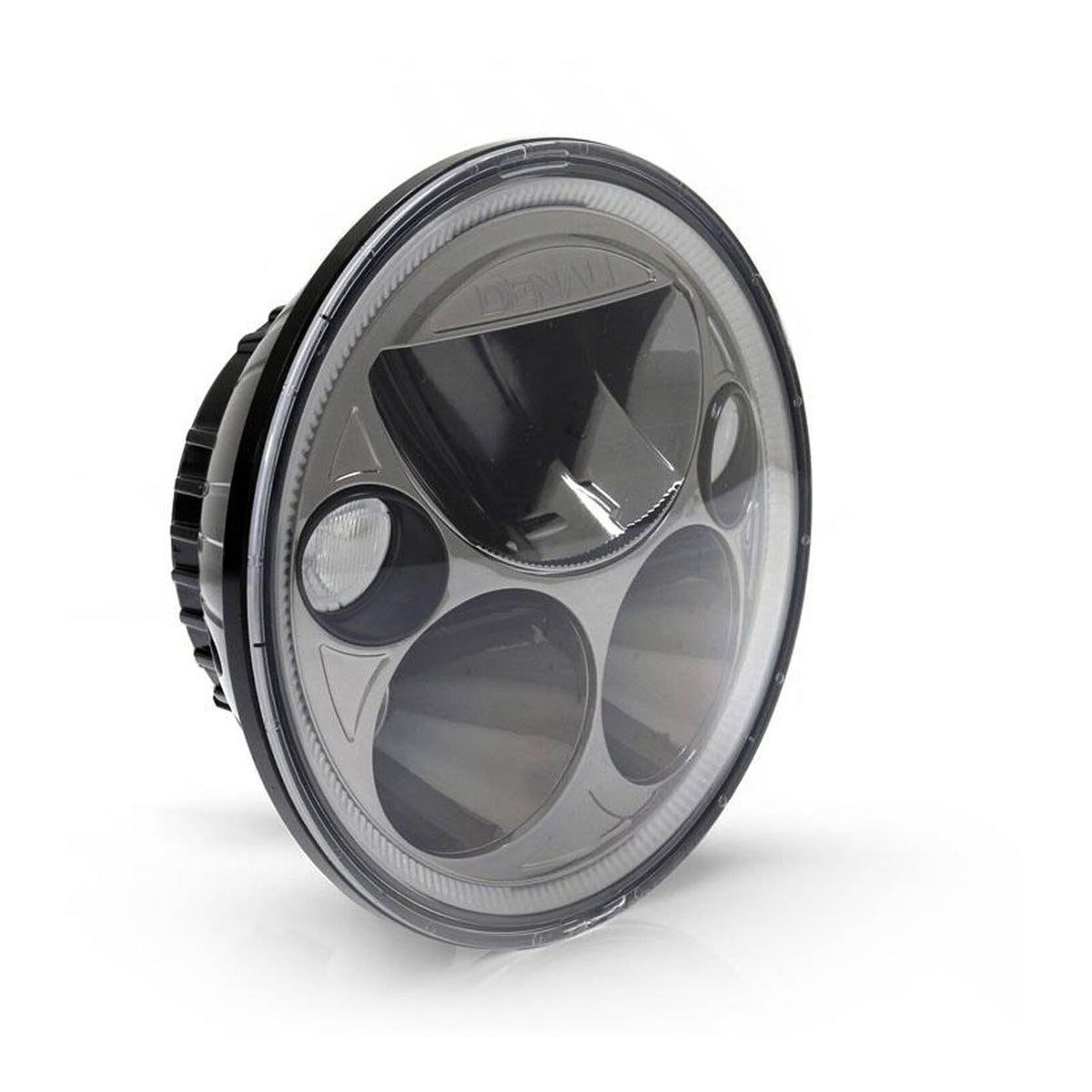 Denali M5 E-Mark LED Headlight Module - 5.75 Round, Black Chrome