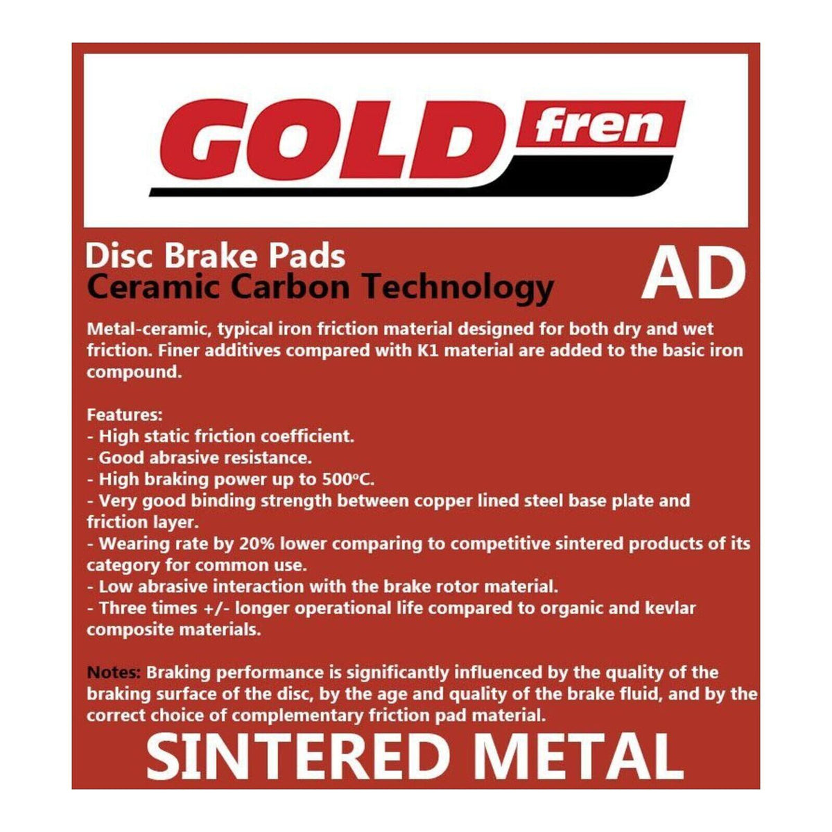 GOLDfren Brake Pads GF115 - AD