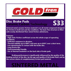 GOLDfren Brake Pads GF214 - S33