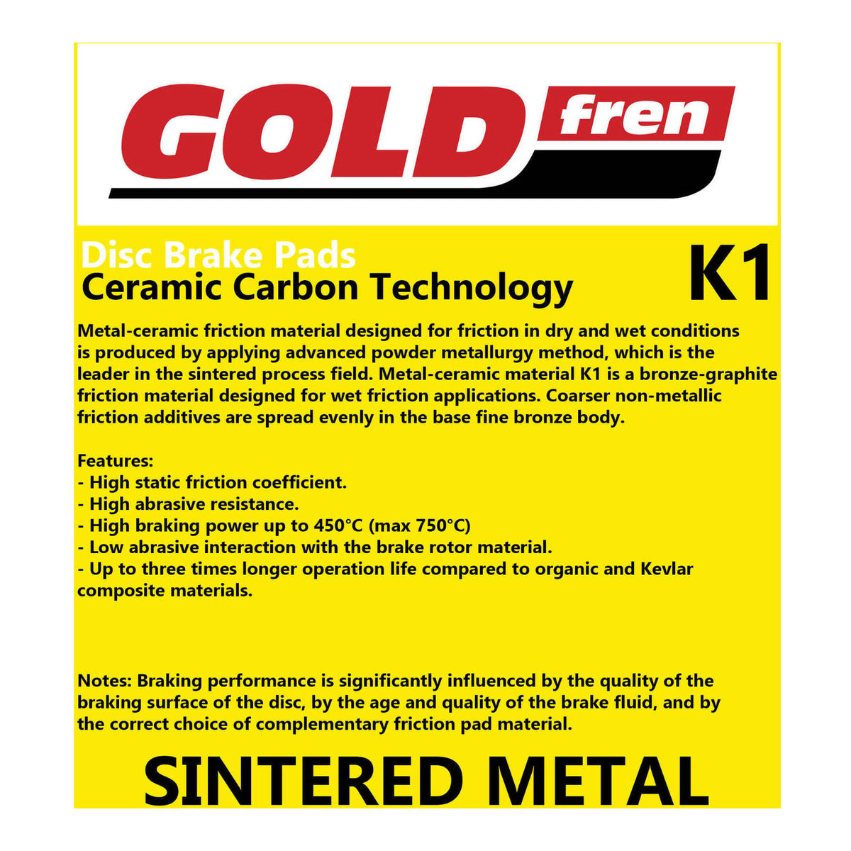 GOLDfren Brake Pads GF376 - K1