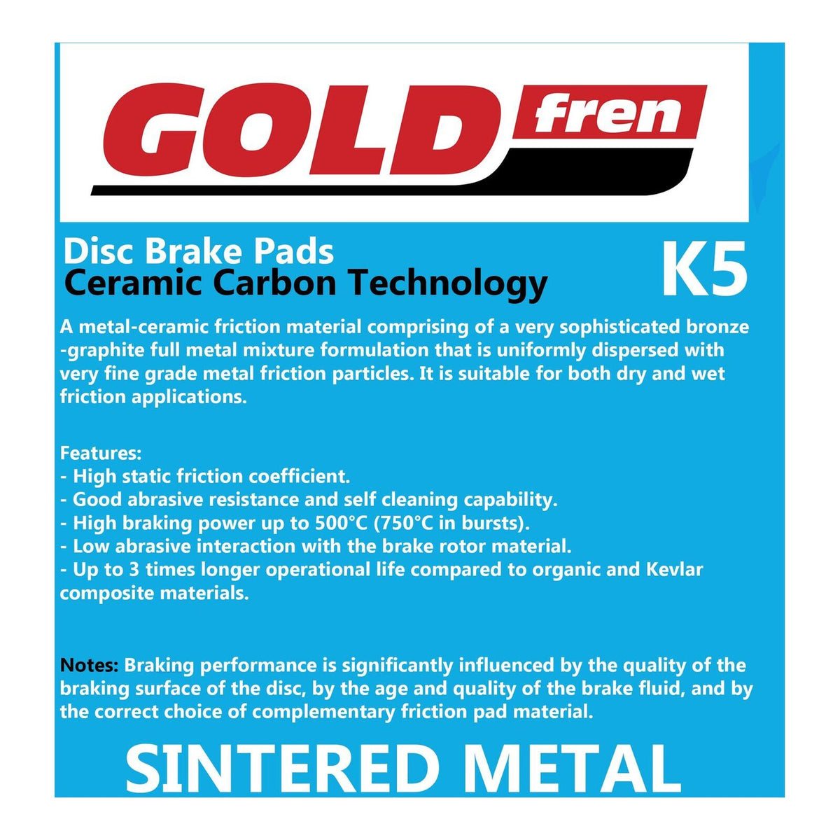 GOLDfren Brake Pads Off-Road Racing GF391 - K5