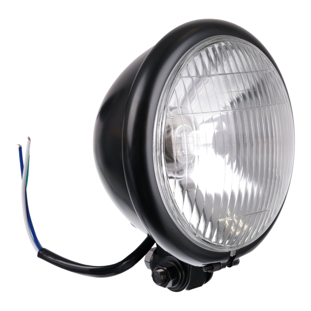 WMP Headlight Bates 5 3/4 Bottom Mount H4 60/55W Black