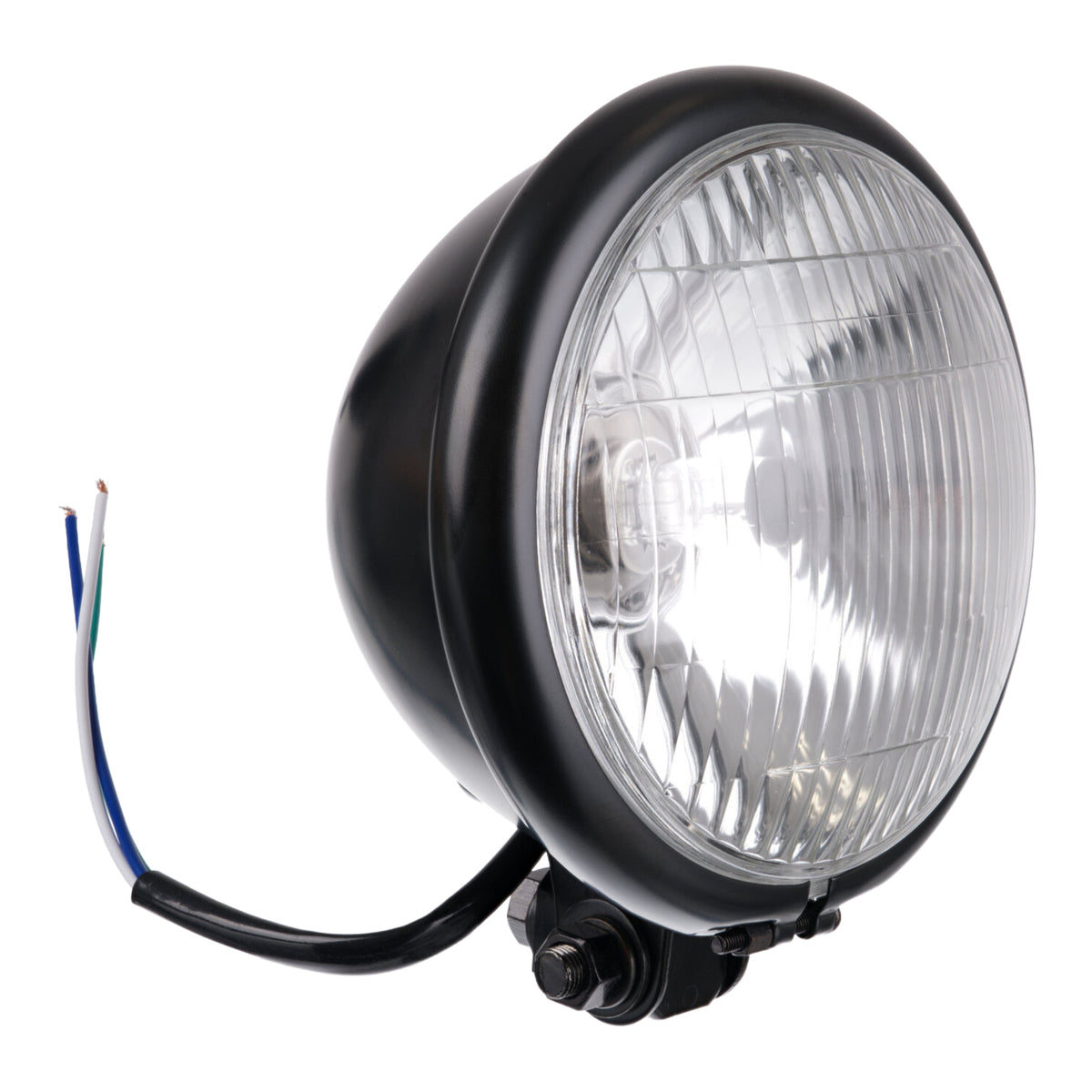 WMP Headlight Bates 5 3/4 Bottom Mount H4 60/55W Black