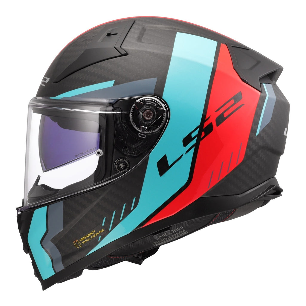 LS2 FF811 Vector II Carbon Grid Helmet - Cyan