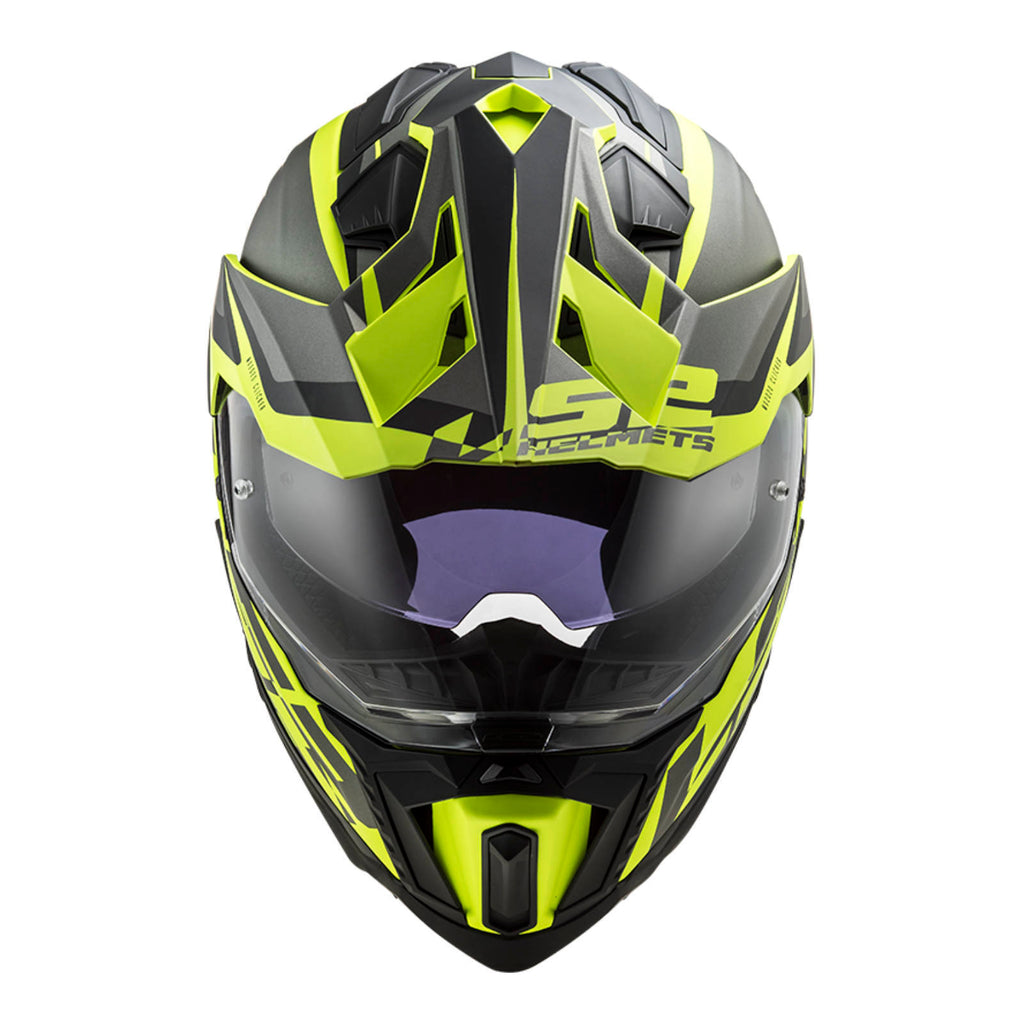 LS2 MX701 Explorer Alter Helmet - Matte Black / Hi-Vis Yellow 06