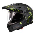 LS2 MX702 Pioneer II Crazy Helmet - Matte Black / Grey / Hi-Vis Yellow