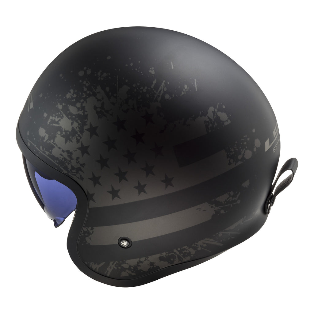 LS2 OF599 Spitfire II Flag Helmet - Matte Black 06