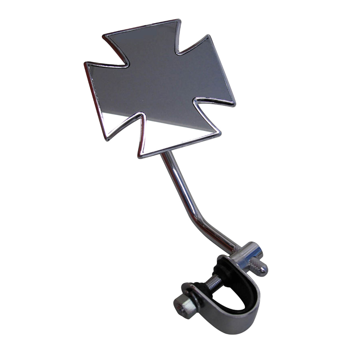 WMP Mirror Maltese Cross Chrome Clamp On