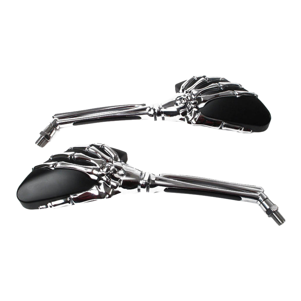 WMP Mirror Universal Skeleton Hand Chrome/Black 10mm (Pair)