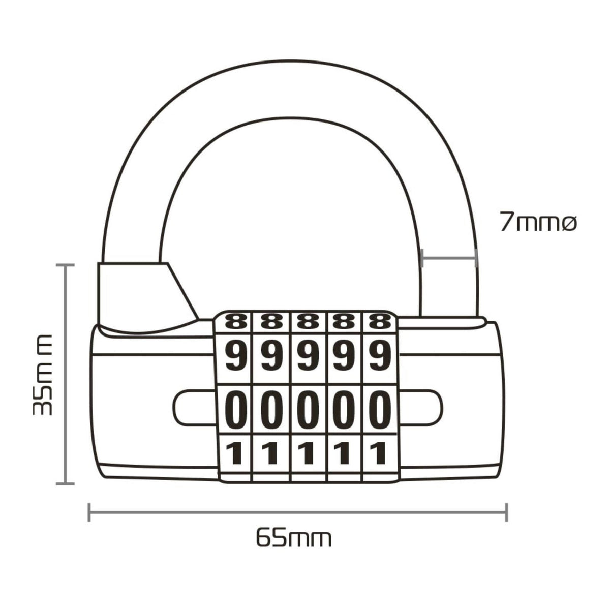 Oxford 5-Digit Combination Padlock - Black