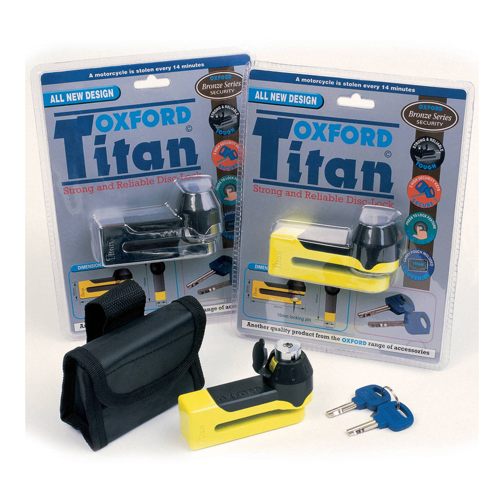 Oxford Titan 10mm Pin Disc Lock - Black, includes pouch