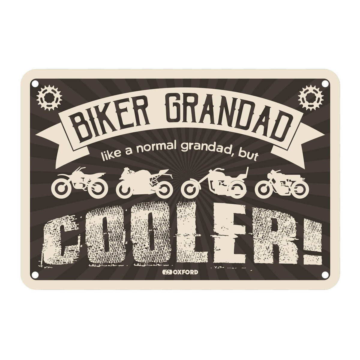 Oxford Garage Metal Sign: Biker Grandad, Like a Normal Grandad, But Cooler