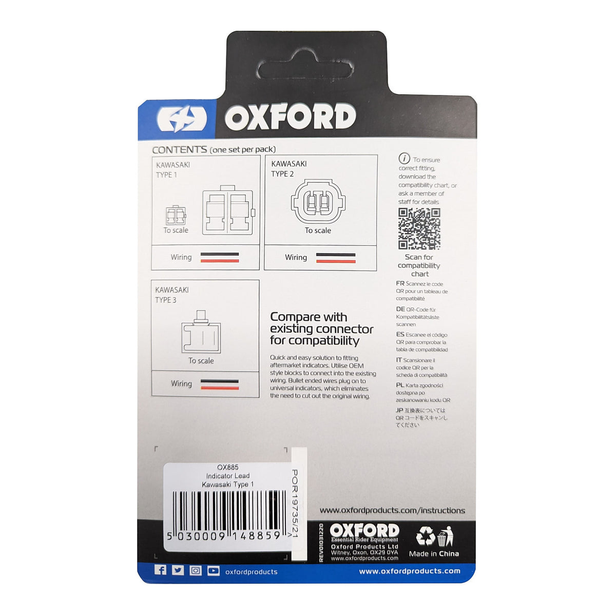 Oxford Indicator Leads Kawasaki Type 1
