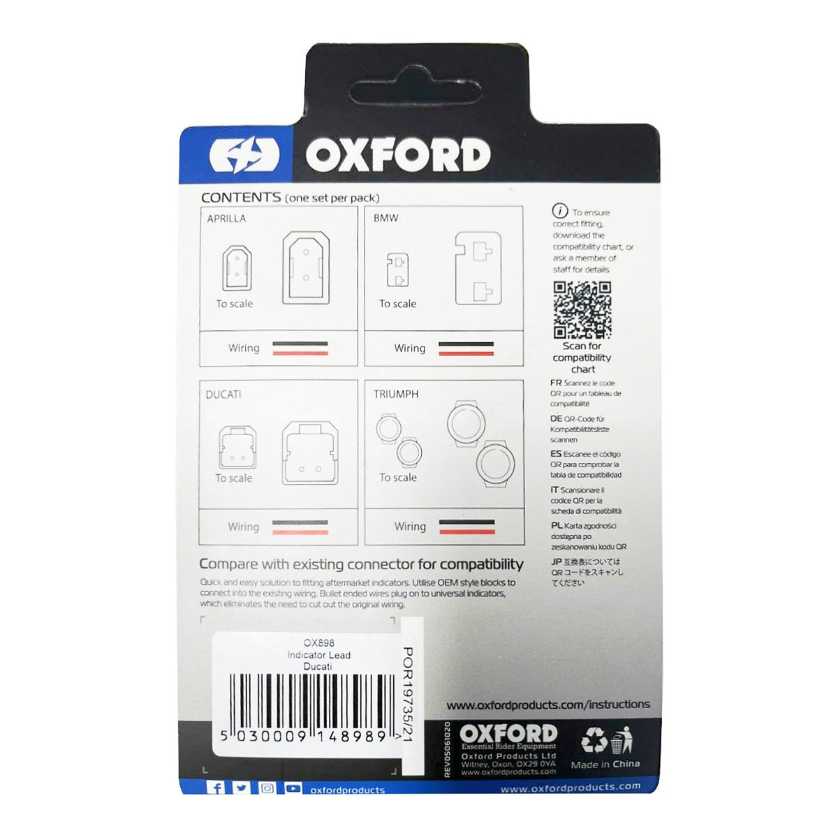 Oxford Indicator Leads Ducati