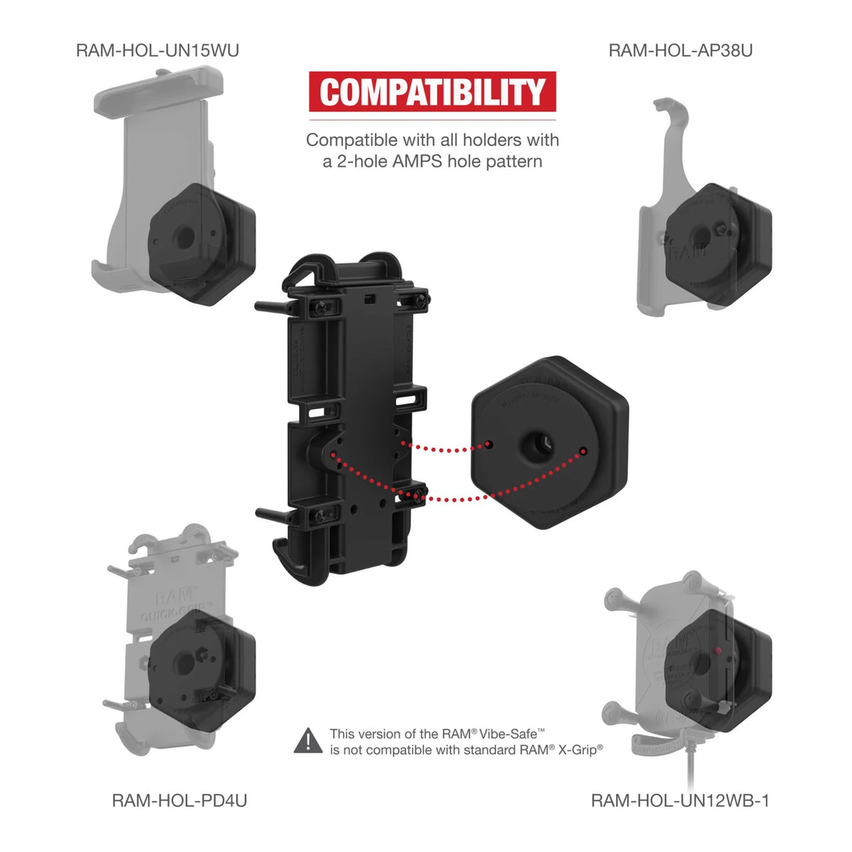 RAM Vibe-Safe with NPT Adapter for 2-hole Holders