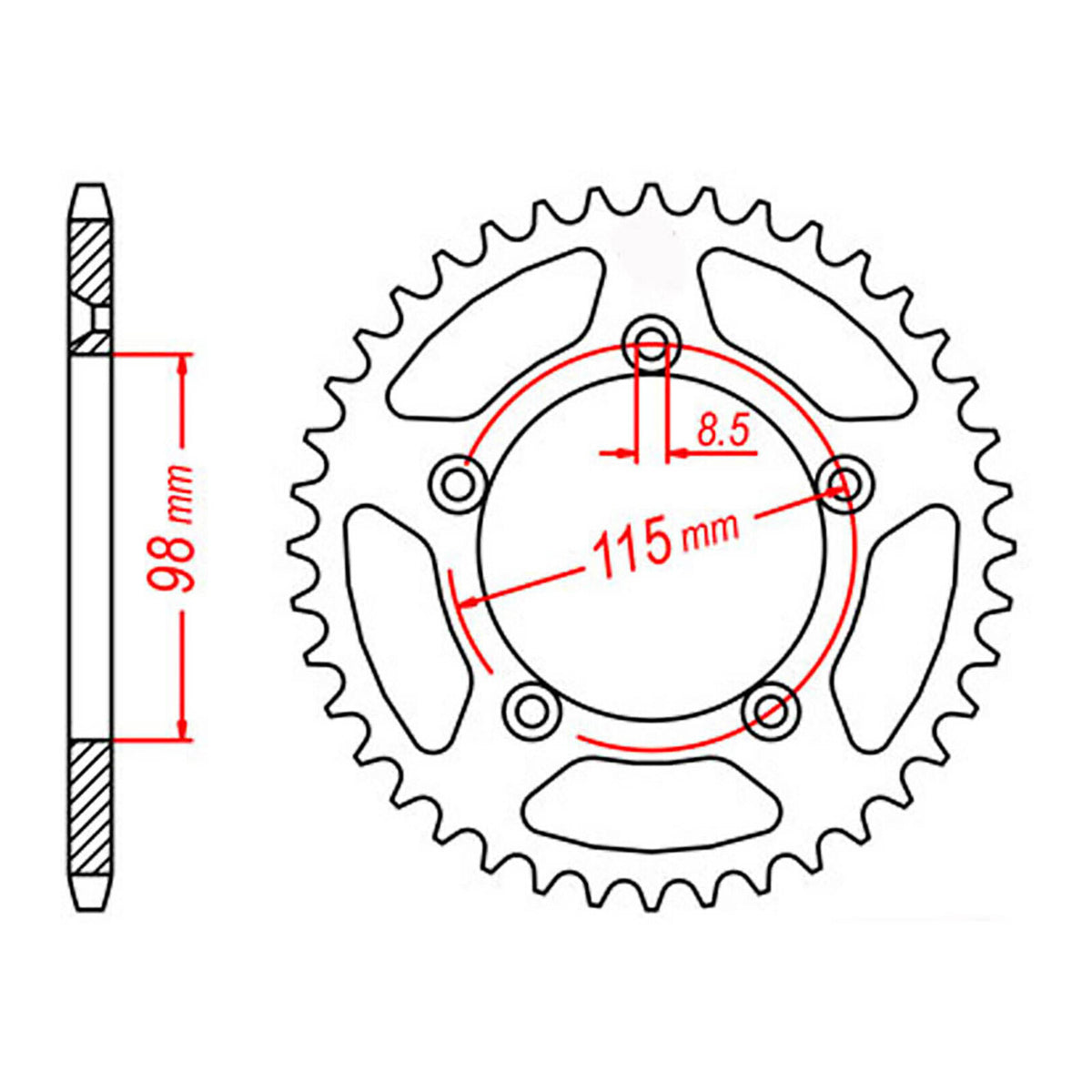 Rear Sprocket MTX Zero Alloy MX 894 48T #420 11A-KMX-48BLK