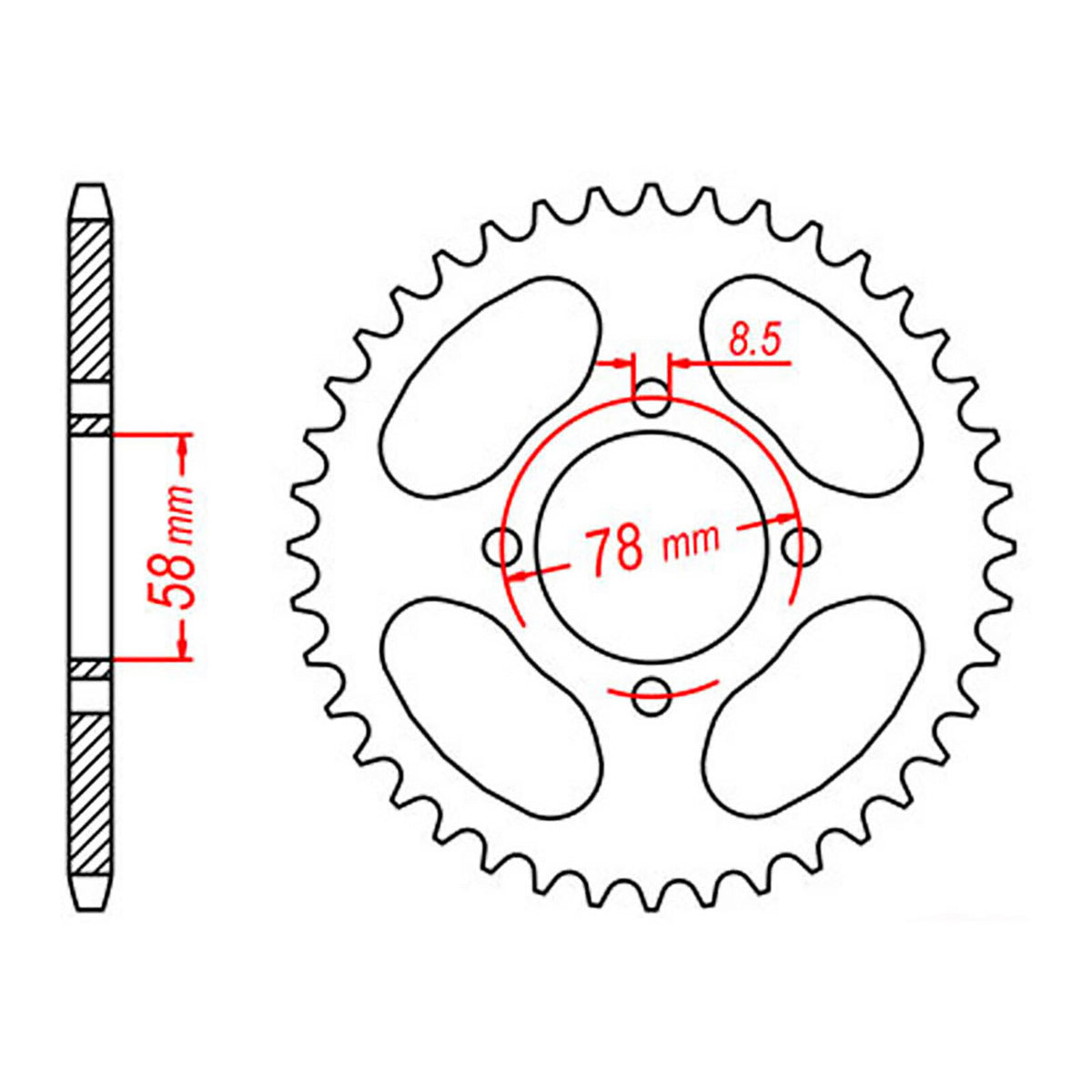 MTX 815 Steel Rear Sprocket #520 (11-103)