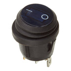 WMP 12V ROCKER SWITCH ON-OFF BLU WATERPROOF ROUND