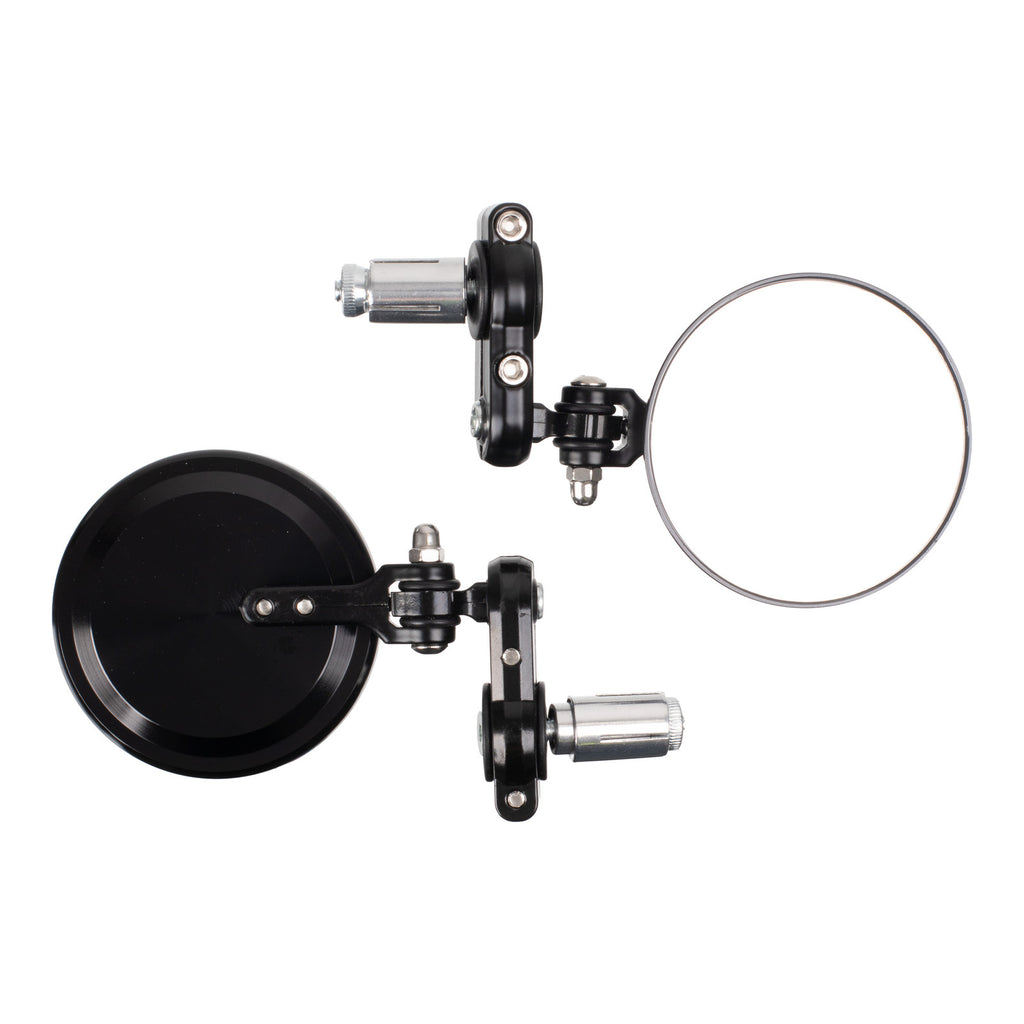 WMP Handlebar Bar End Mirrors Pair - Hinged - Black