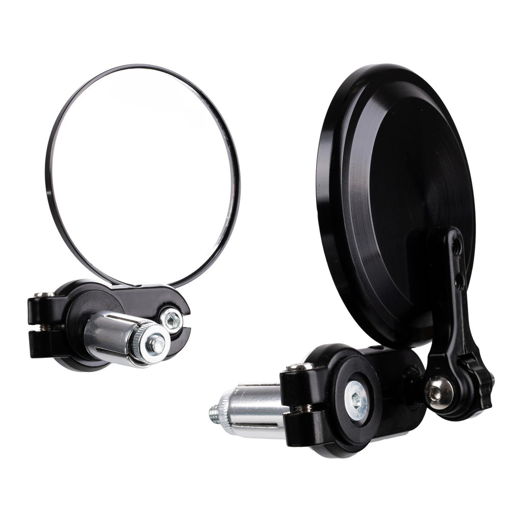 WMP Handlebar Bar End Mirrors Pair - Hinged - Black