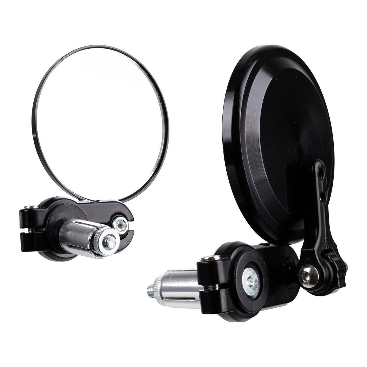 WMP Handlebar Bar End Mirrors Pair - Hinged - Black