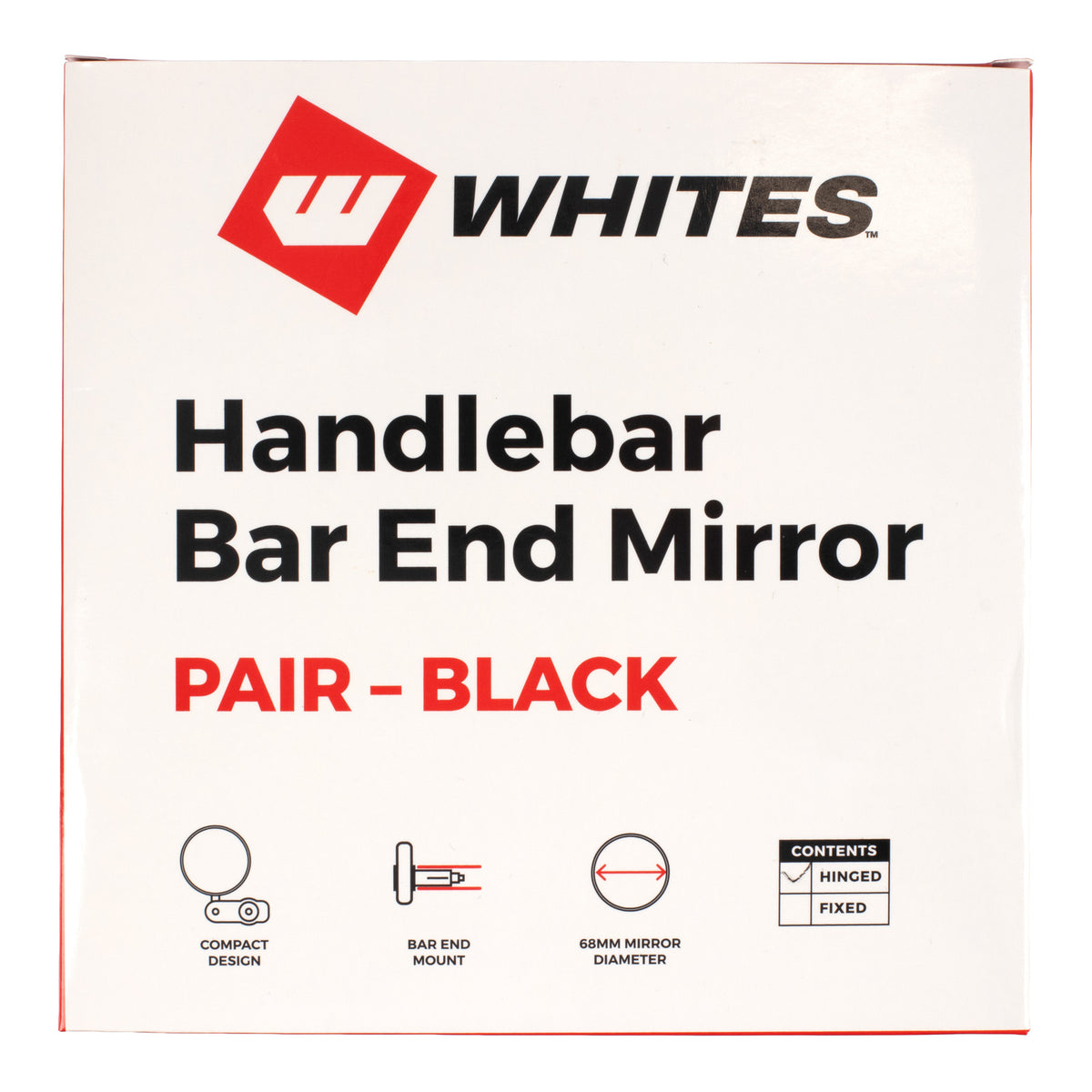 WMP Handlebar Bar End Mirrors Pair - Hinged - Black