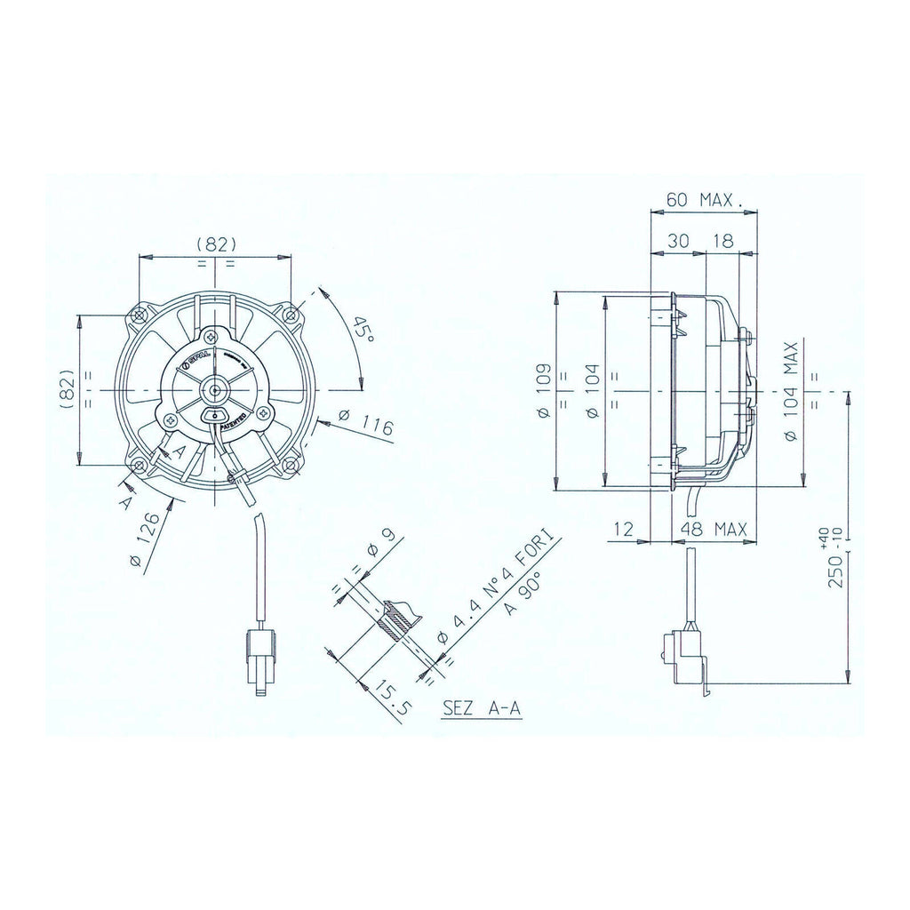 SPAL UNIVERSAL 12V COOLING FAN - 104MM DIAM X 60MM HIGH